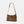 Brown shoulder bag with gold-colored chain and buckle detail